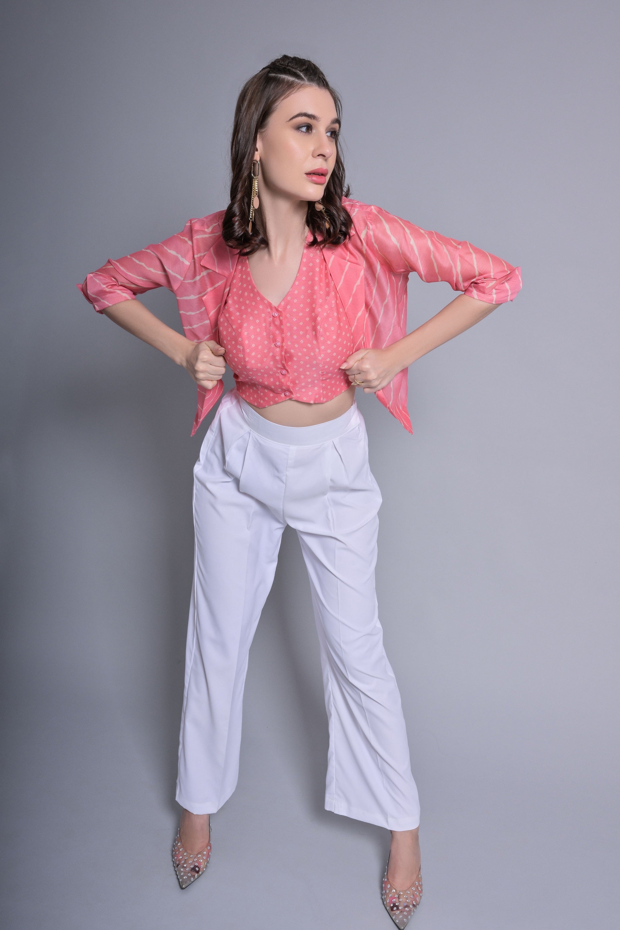 Peach Waistcoat with Blazer & Trouser