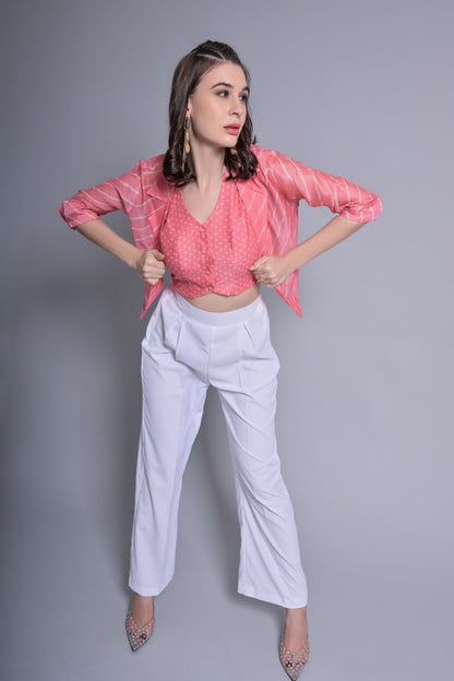 Peach waistcoat with blazer trouser