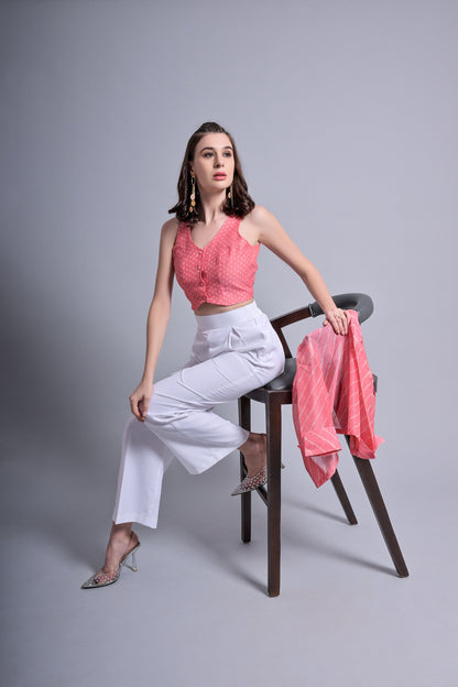 Peach waistcoat with blazer trouser