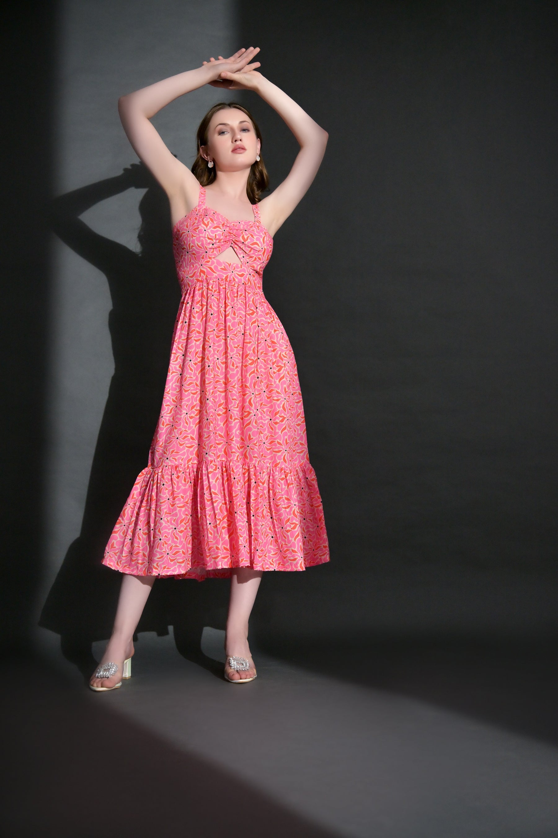 Pink floral maxi dress