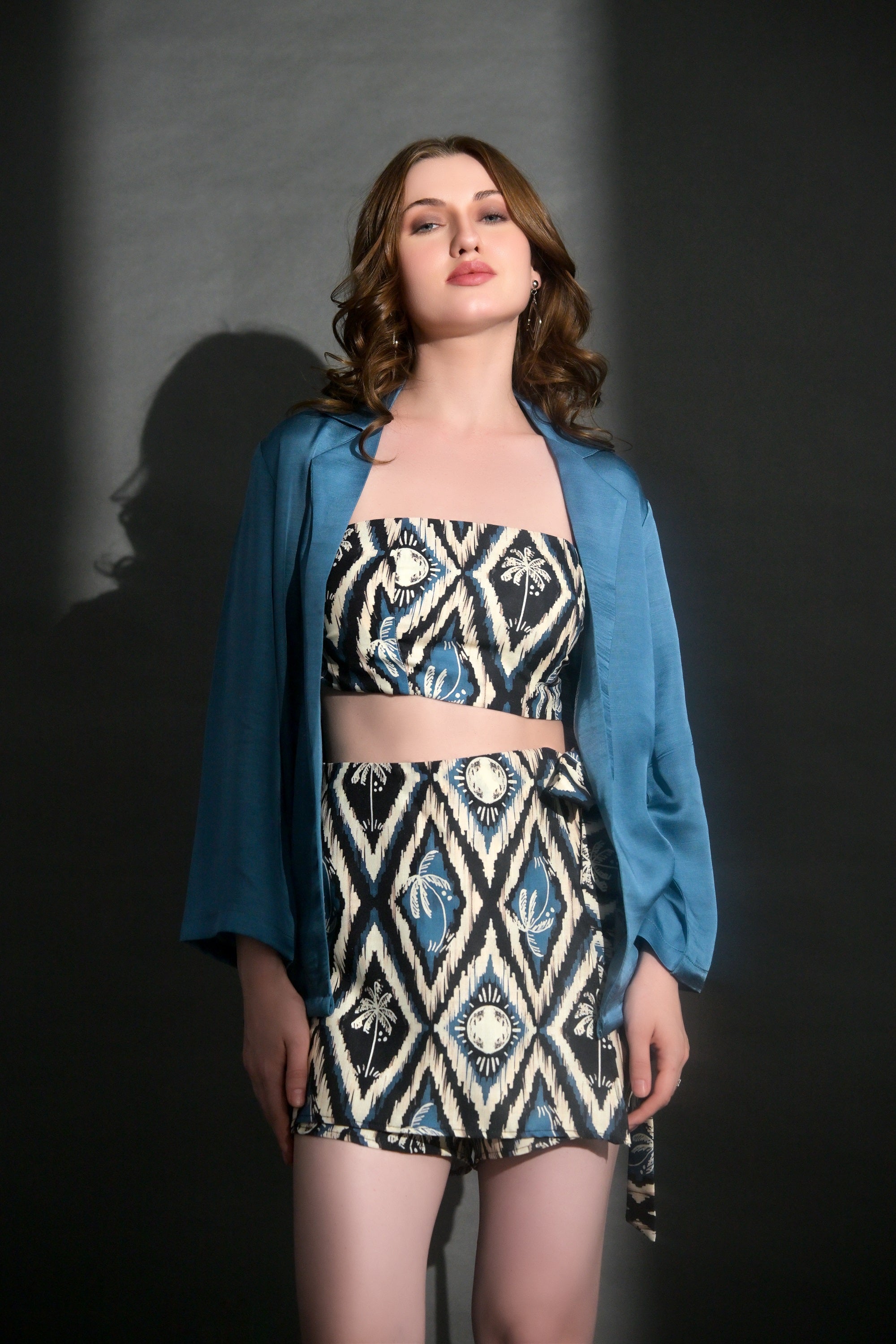 Gorgeous 3 piece tropical print co ord set with shirt (Combo)