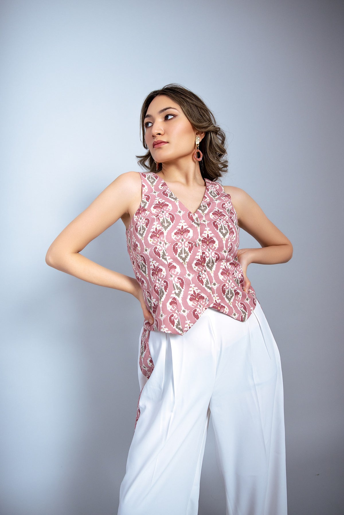 Pink ikat cords set
