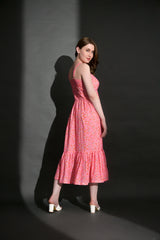 Pink floral maxi dress