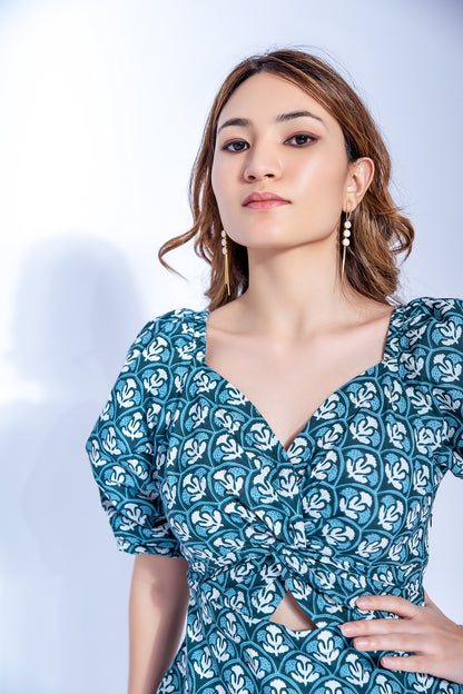 Teal green cotton dress
