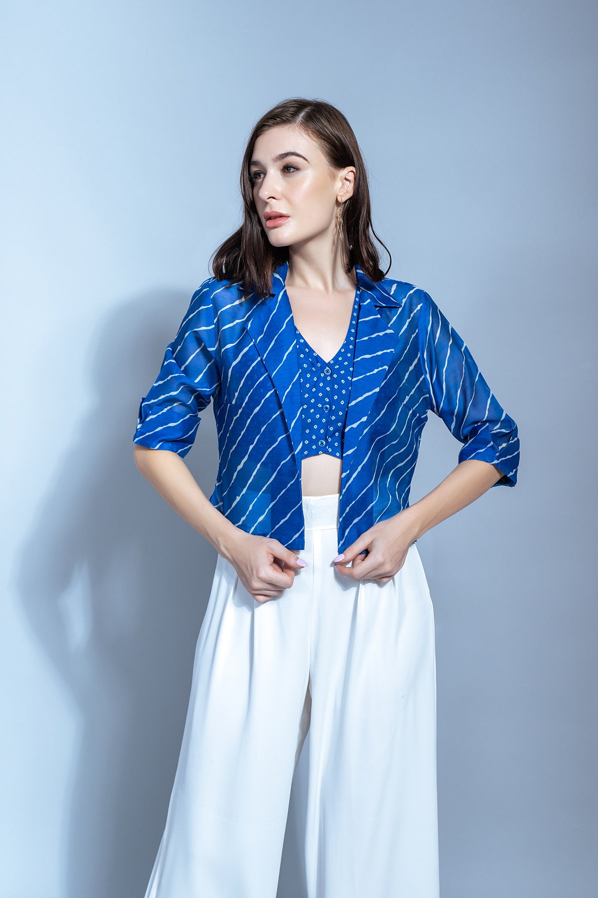 Blue waistcoat with blazer trouser