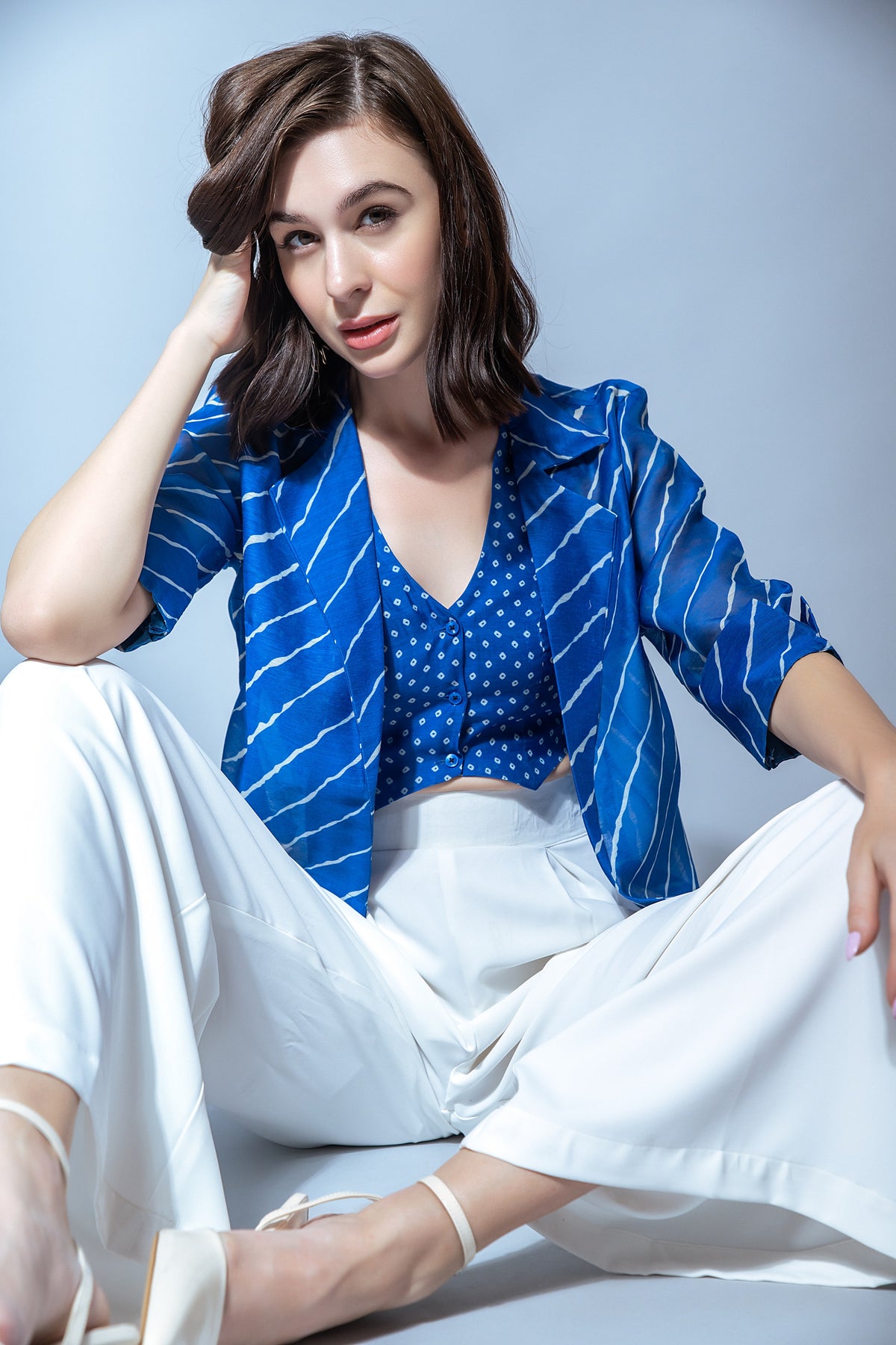 Blue waistcoat with blazer trouser