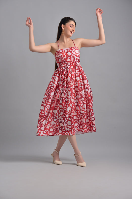 Muslin red floral