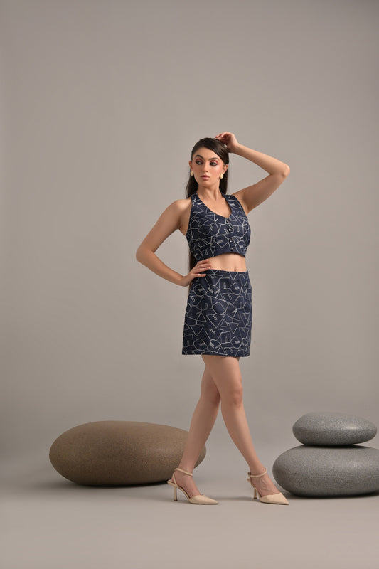 Navy blue ambroidery linen cords
