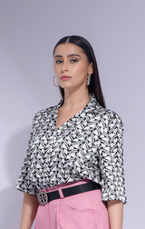 Luxe prism geometric satin shirt