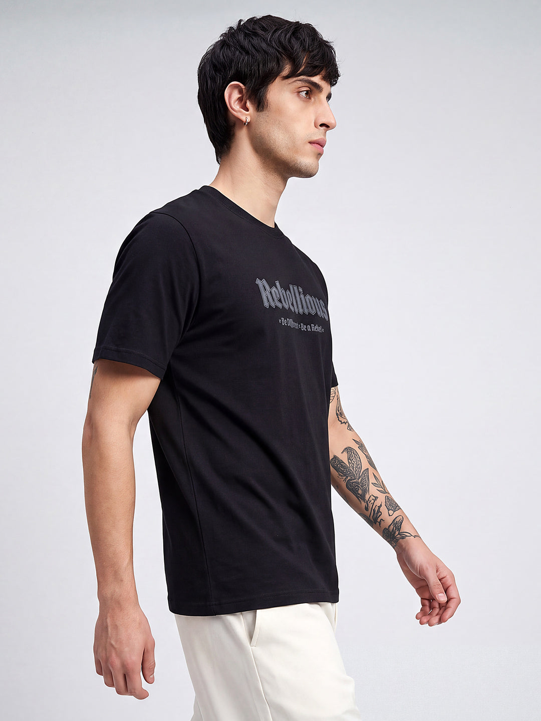 Black Cotton Rebellious Tshirt