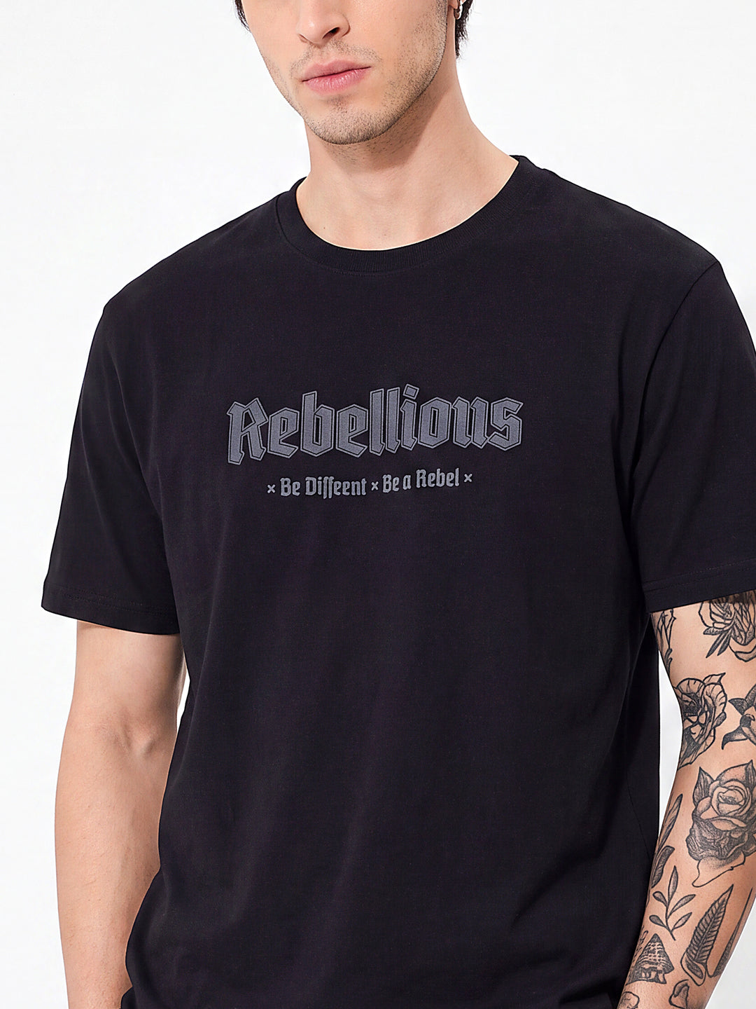 Black Cotton Rebellious Tshirt