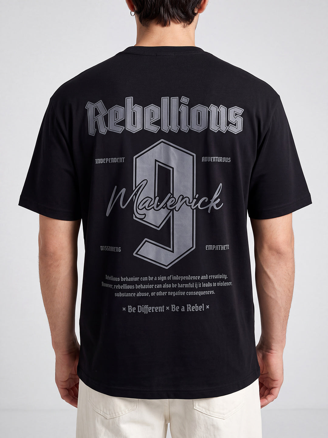 Black Cotton Rebellious Tshirt