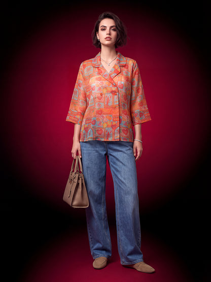 Tango Orange Organza Shirt
