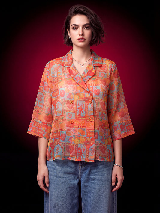 Tango Orange Organza Shirt