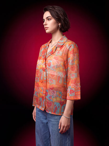 Tango Orange Organza Shirt