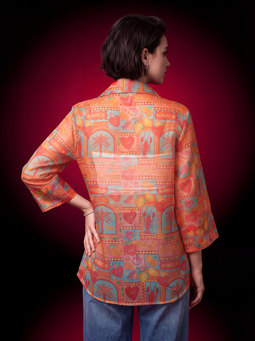 Tango Orange Organza Shirt