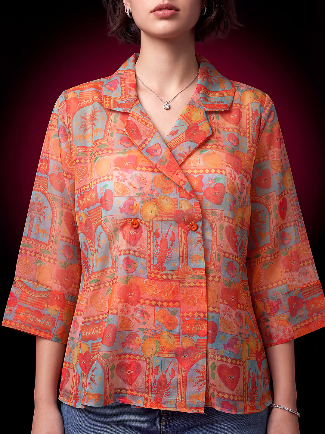 Tango Orange Organza Shirt